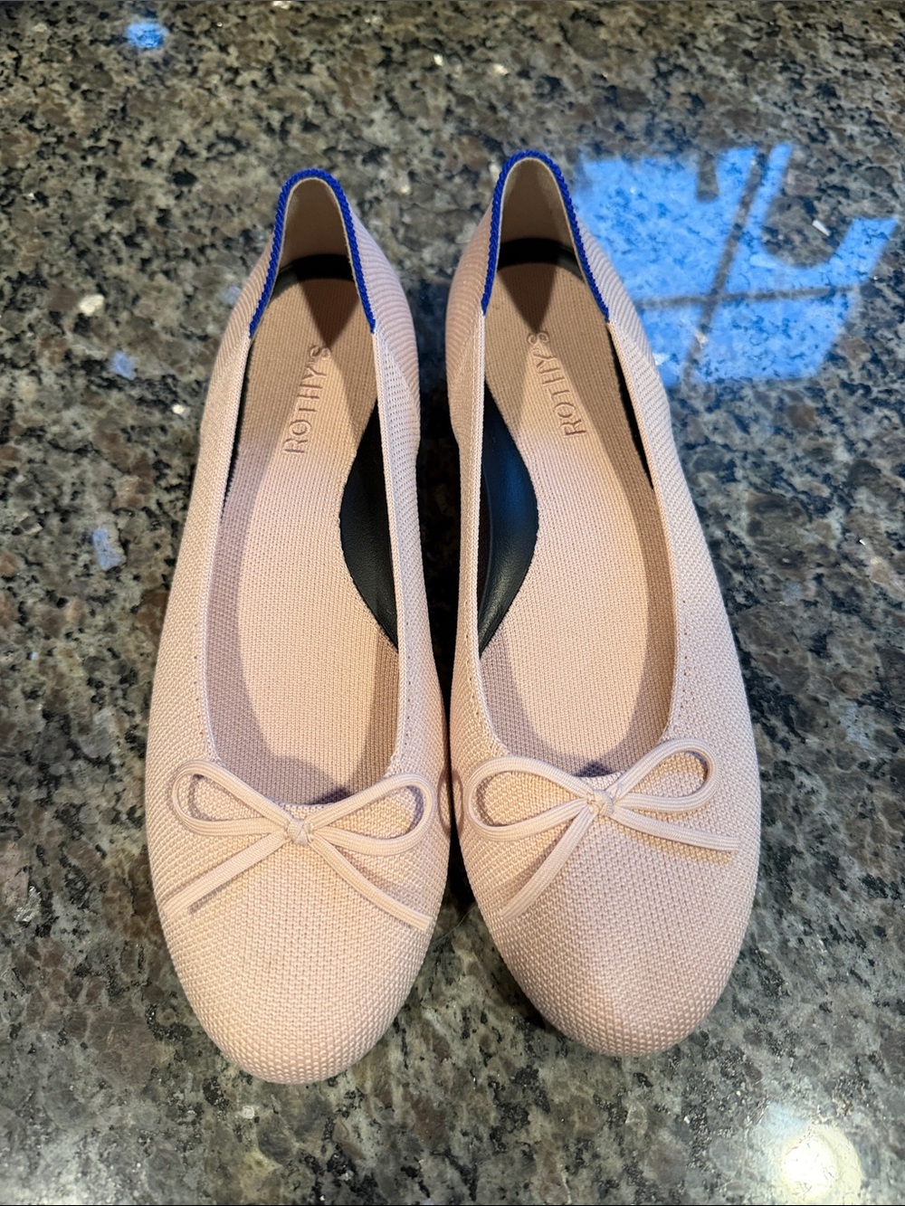 Rothy's Blush Pink Knit Ballet Flats with Bow